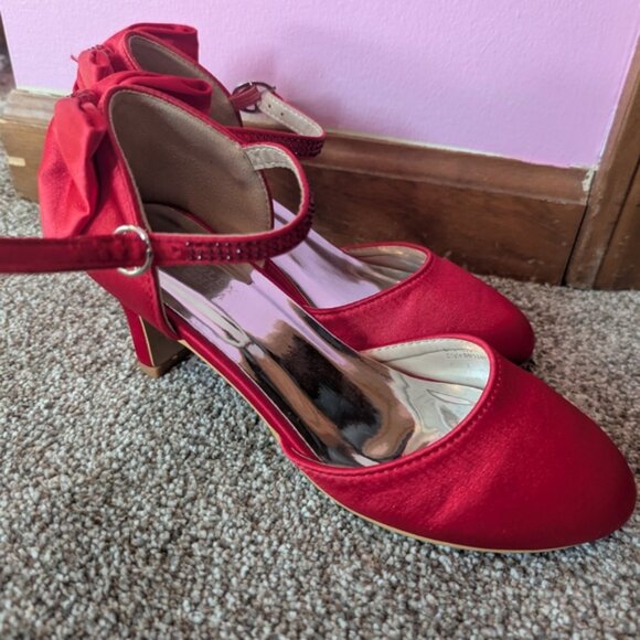 Badgley Mischka Red Satin Heels - Picture 4 of 9